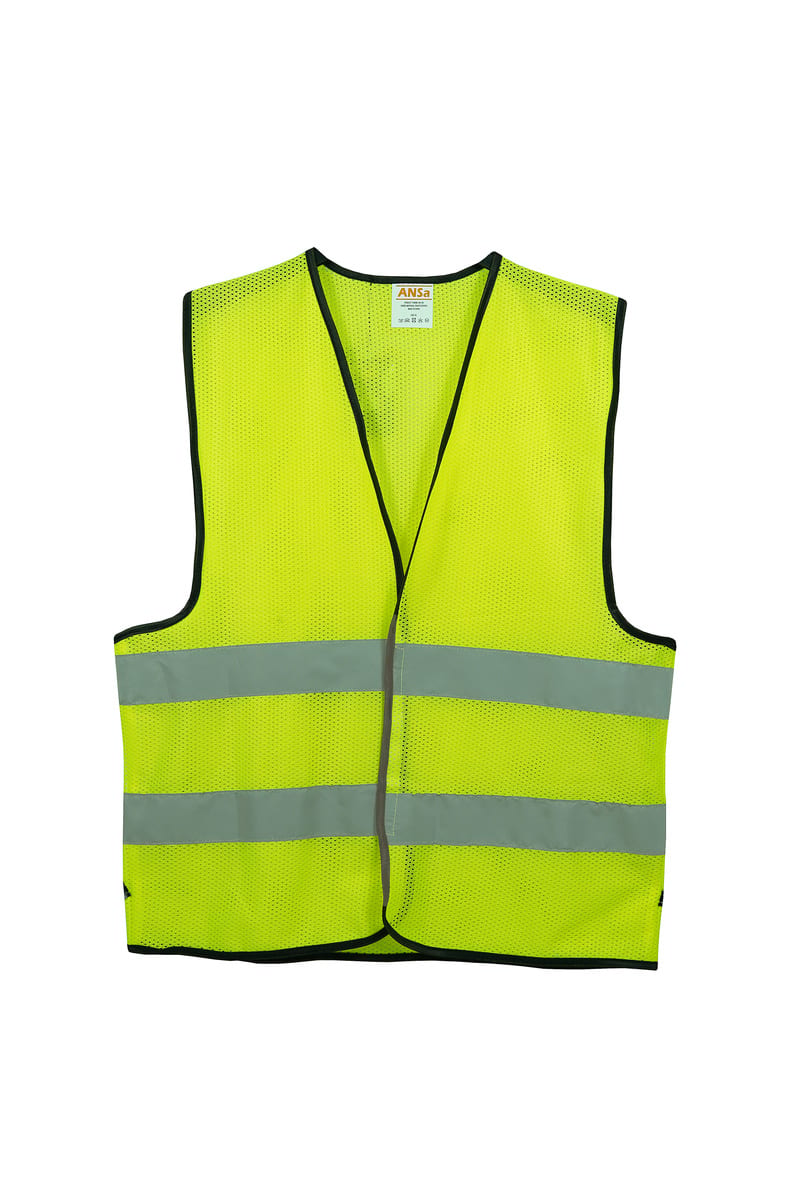 Áo phản quang ANSa AN06 vải mesh màu xanh chuối với dải phản quang