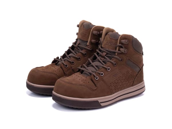 Giày bảo hộ ANSa Vortex màu nâu cà phê, da bò nubuck, cao cổ